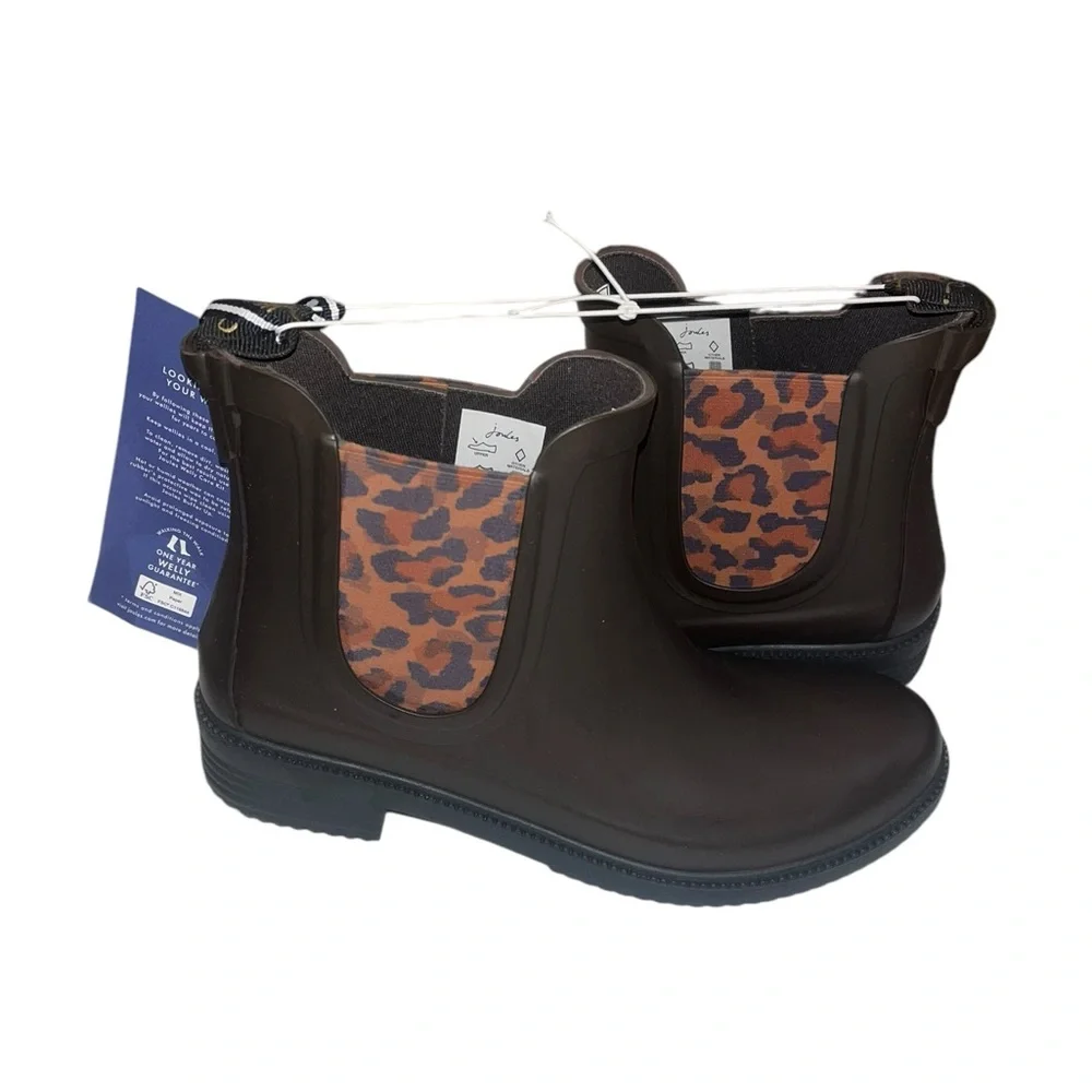 🌟NWT🌟 Joules Rutland Chelsea Brown Rubber Ankle Rain Boots